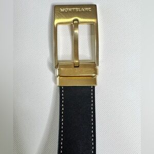Montblanc Black Leather Belt Gold Buckle
